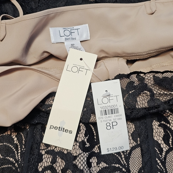 NWT Ann Taylor LOFT Classic Black Lace Lined Cocktail Party Midi Dress Size 8P - Picture 10 of 10